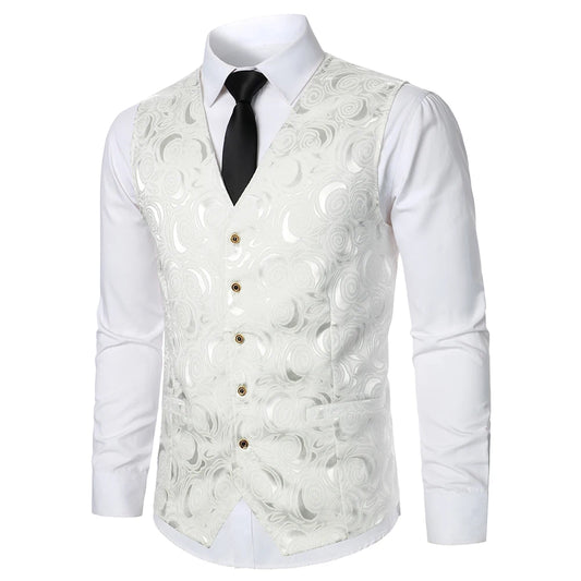 Men Suit Vest Coat Roses Pattern
