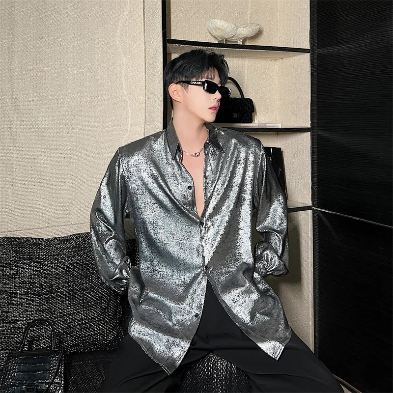 silver dress shirt Men's Silver Paisley Shirt