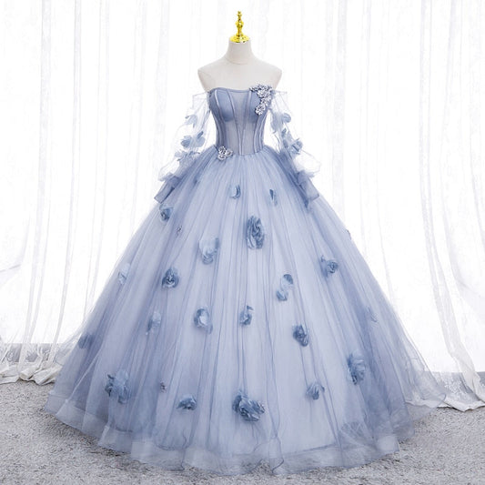 Long Sleeve Flower BallGown