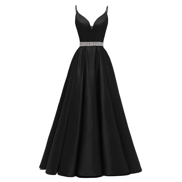 V- Neck Satin Party Gown