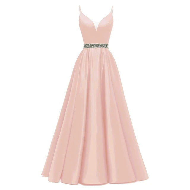 V- Neck Satin Party Gown