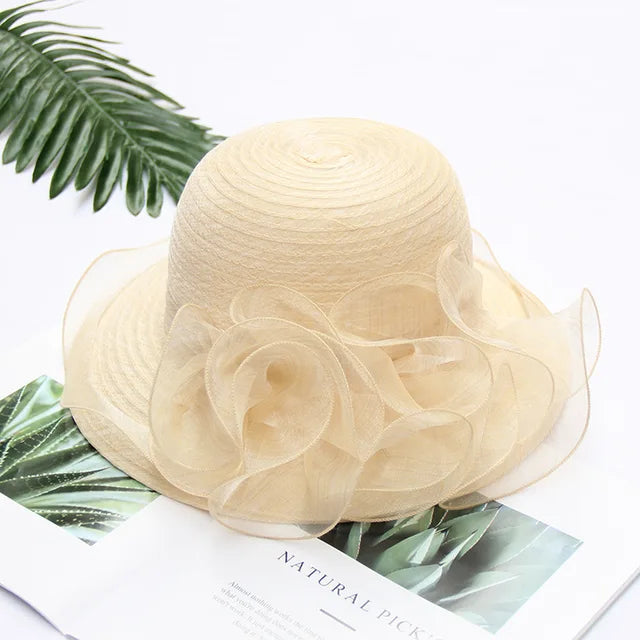 Organza Flower Mesh Sunshade Hat