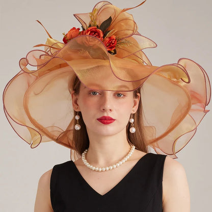 Flower Wide Brim Kentucky Derby Hats(56 cm - 58 cm)