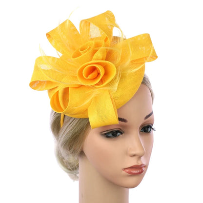 Feather Flower Hat Fascinator Headband with Clip