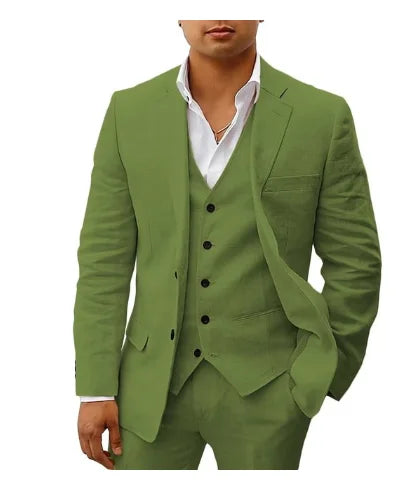 3 piece Linen Summer Men Suits