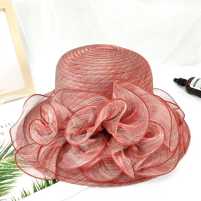 Organza Flower Mesh Sunshade Hat