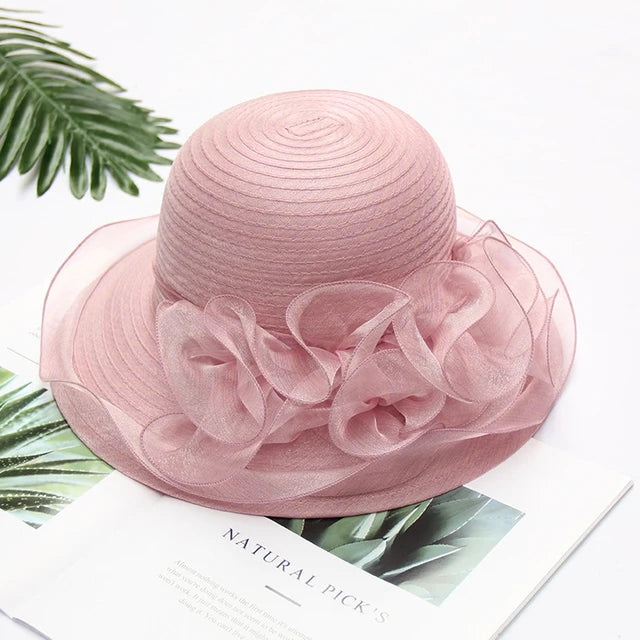 Organza Flower Mesh Sunshade Hat