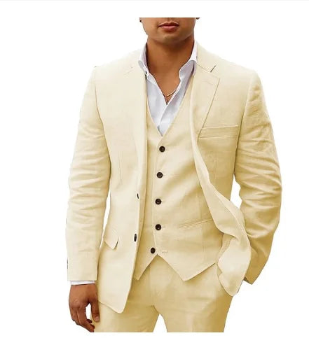 3 piece Linen Summer Men Suits