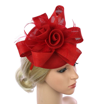 Feather Flower Hat Fascinator Headband with Clip