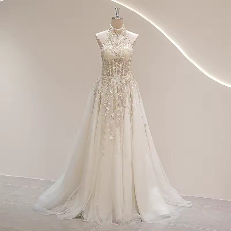 Ivory Crystal Lace Wedding Dress