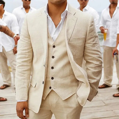 3 piece Linen Summer Men Suits