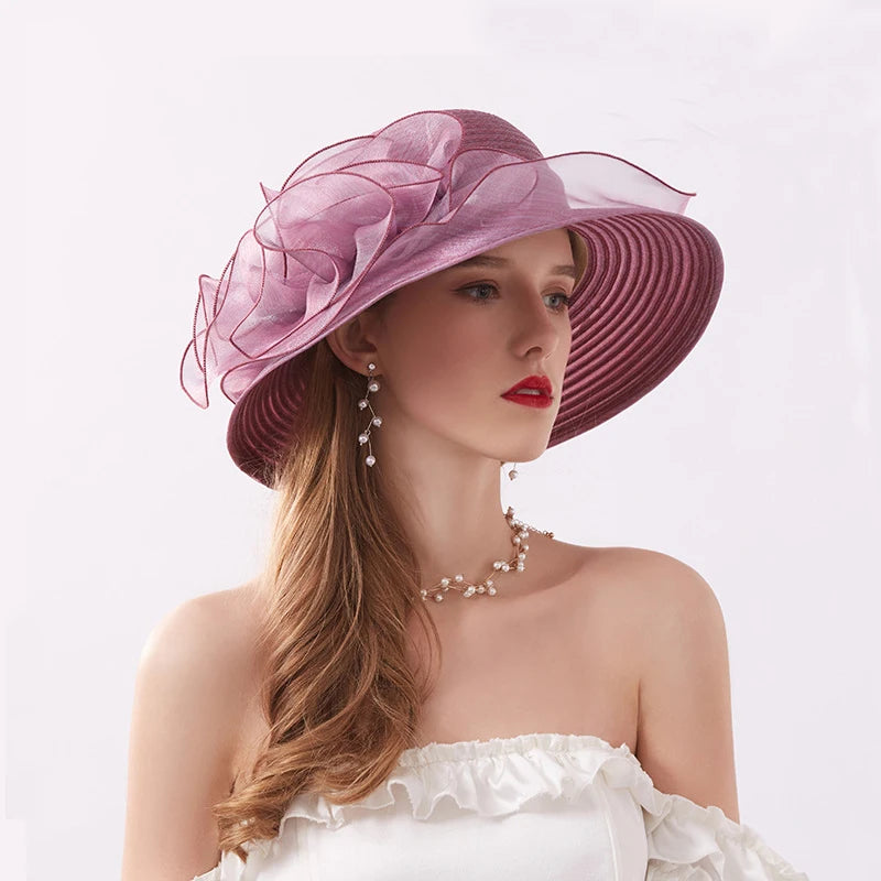 Organza Flower Mesh Sunshade Hat