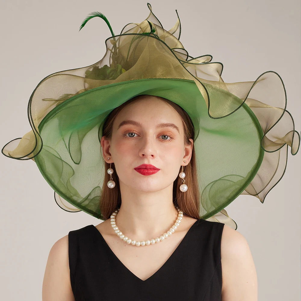 Flower Wide Brim Kentucky Derby Hats(56 cm - 58 cm)