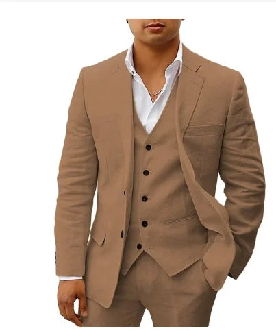 3 piece Linen Summer Men Suits