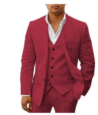 3 piece Linen Summer Men Suits