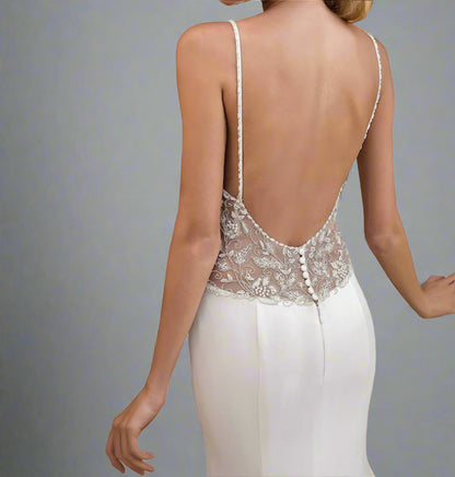 V-Neck Backless Bridal Gown