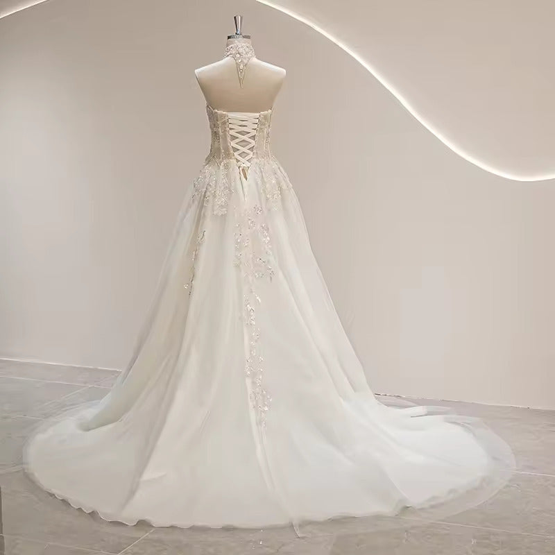 Ivory Crystal Lace Wedding Dress