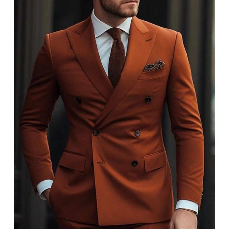 Men's Wedding Double Breasted Six-buttons Formal Business Suits