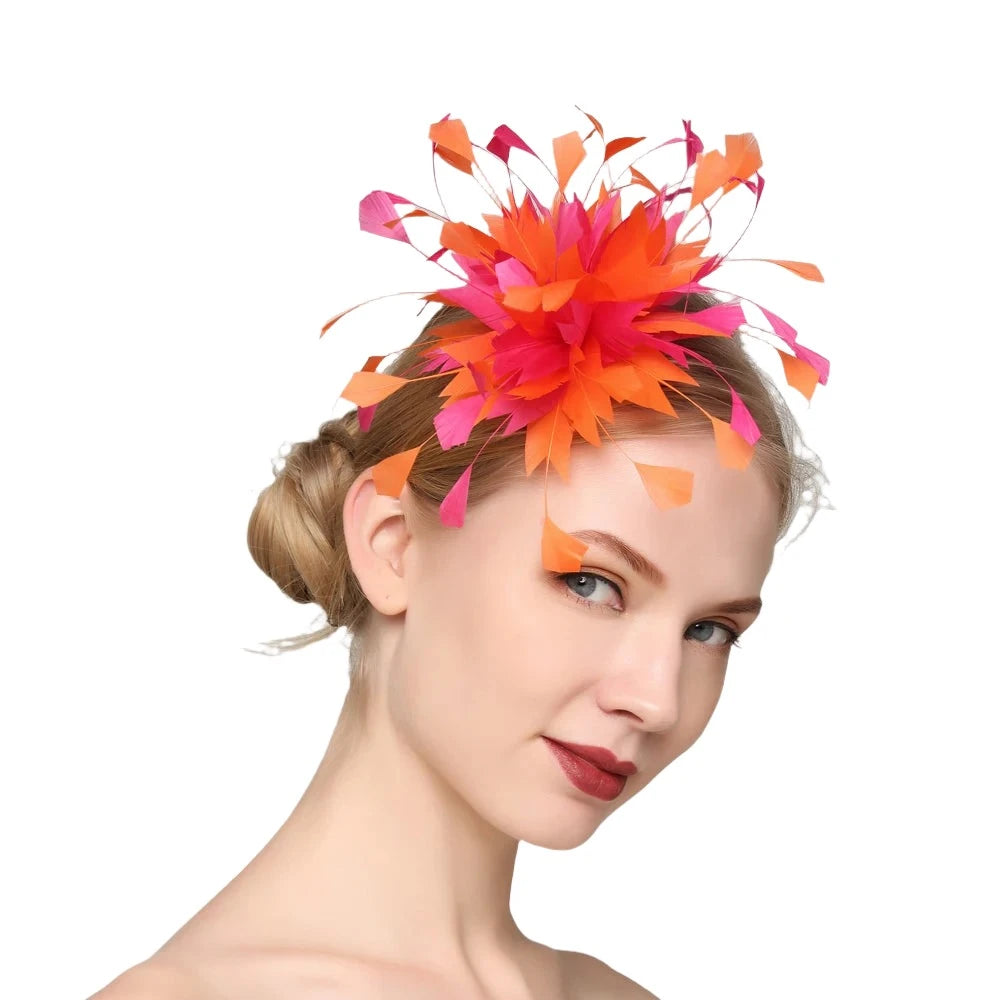 Orange Feather Fascinators Tea Party Kentucky Derby