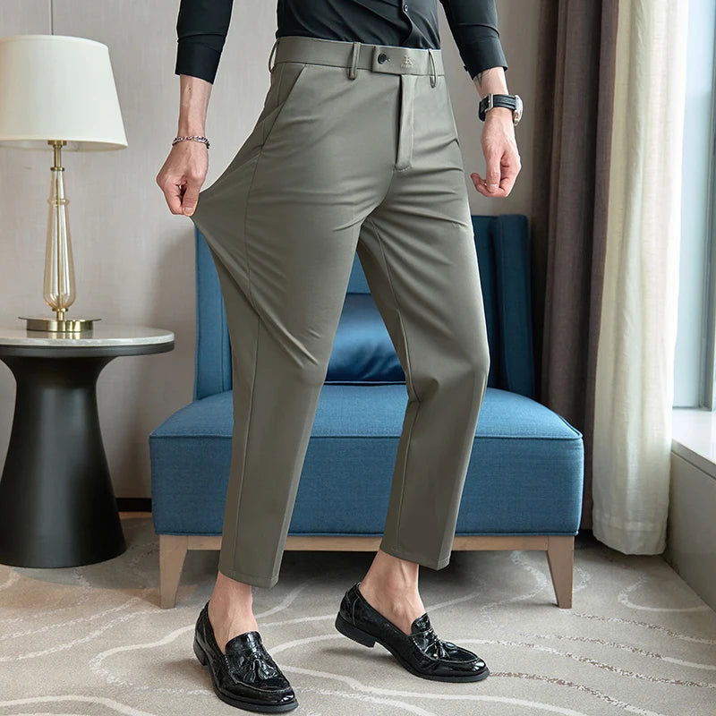 Men Suit Trousers Elastic Force Pants