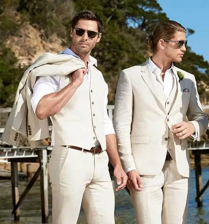 3 piece Linen Summer Men Suits