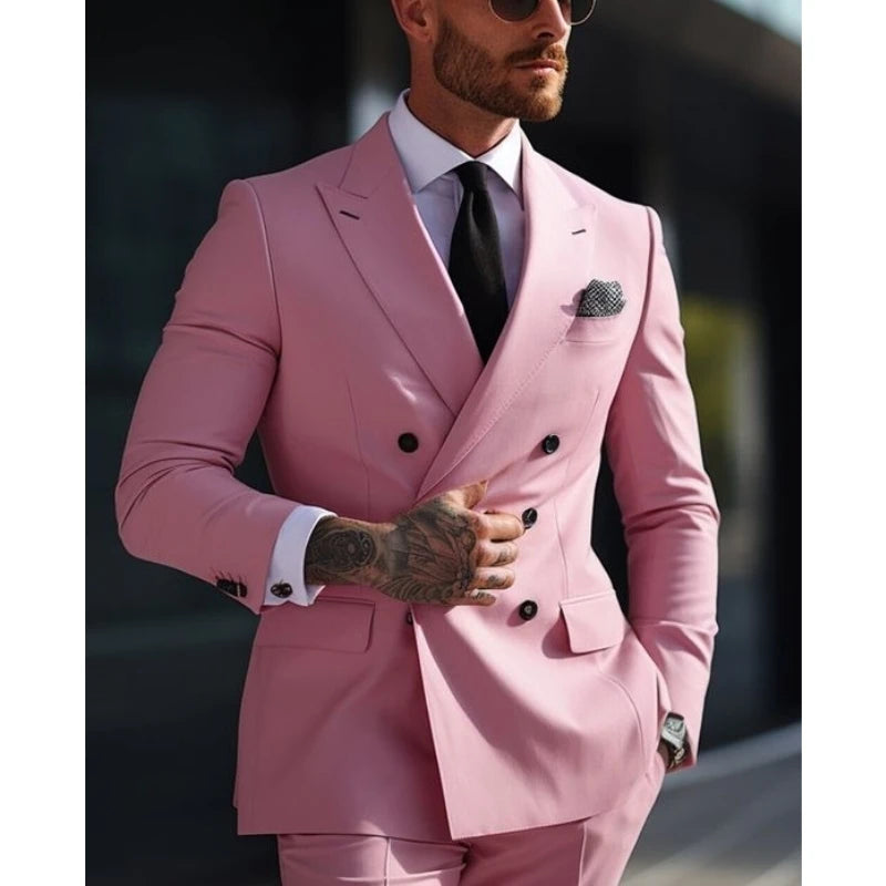 Men's Wedding Double Breasted Six-buttons Formal Business Suits