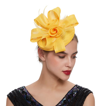 Feather Flower Hat Fascinator Headband with Clip