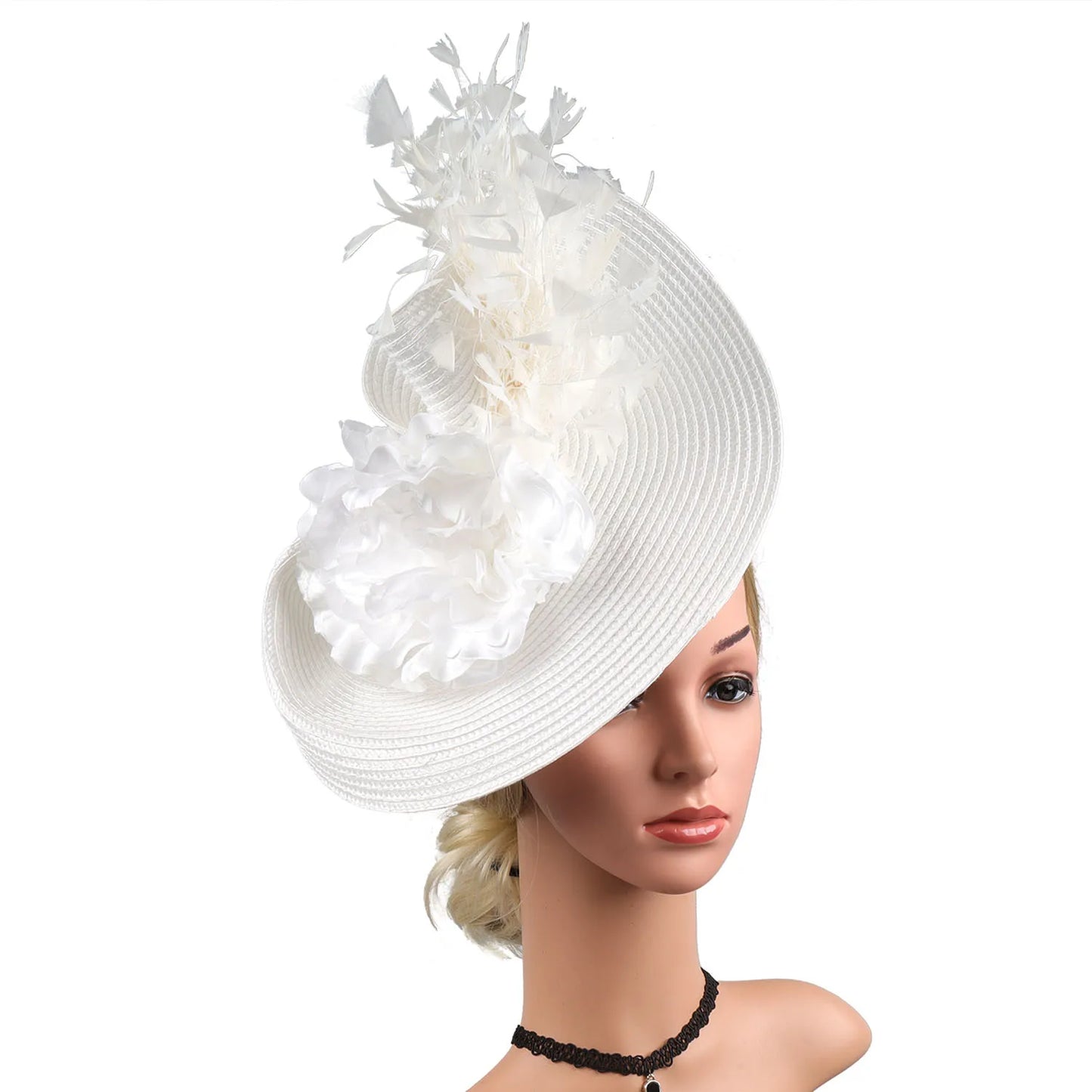 Kentucky Hat Women’s Fascinator Derby Straw Feather Pillbox Hat for Cocktail Wedding