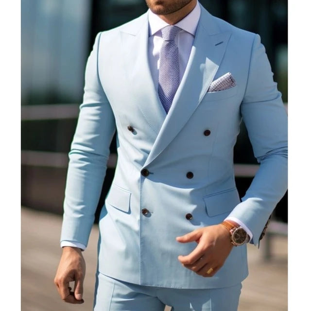 Men's Wedding Double Breasted Six-buttons Formal Business Suits