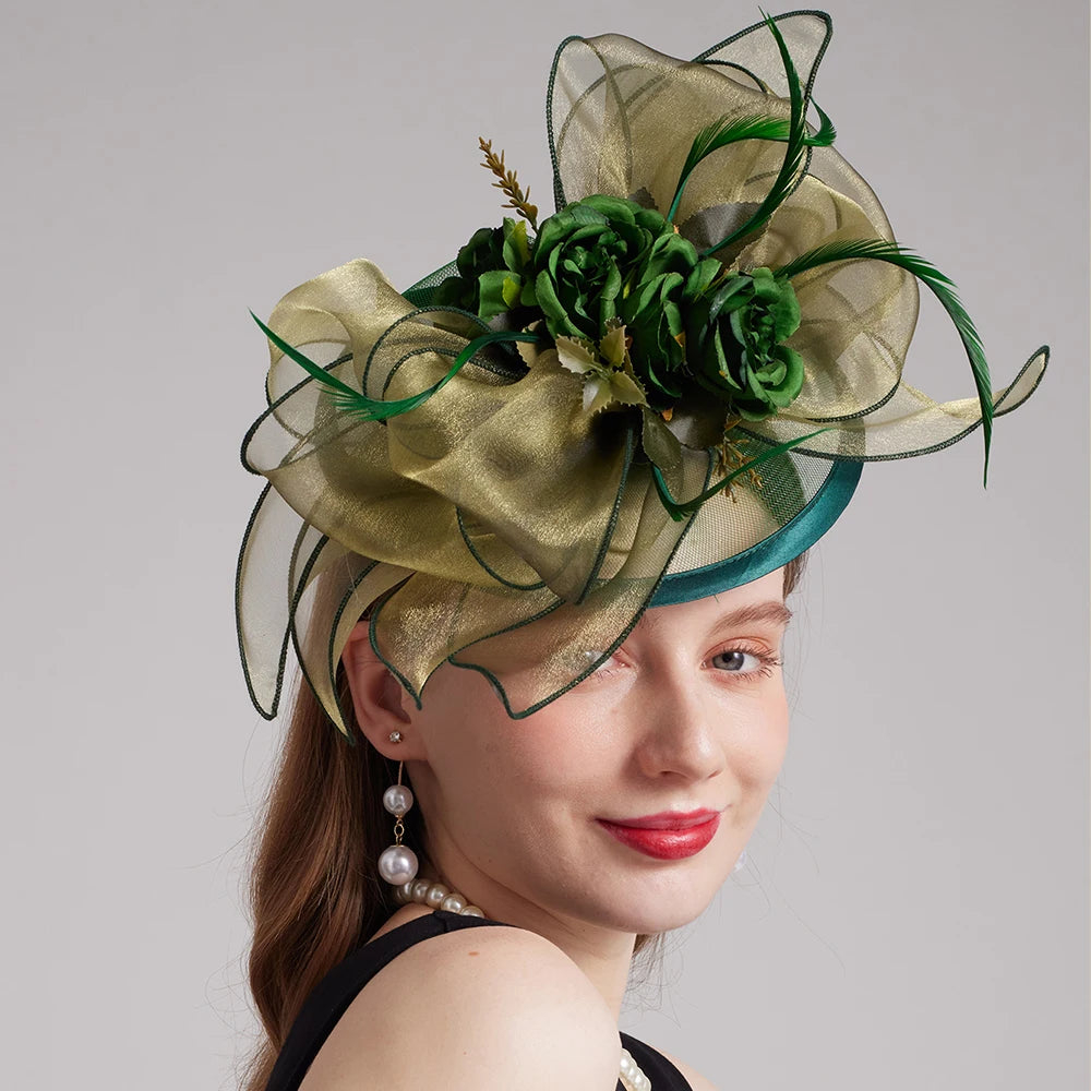 Flower Wide Brim Kentucky Derby Hats(56 cm - 58 cm)