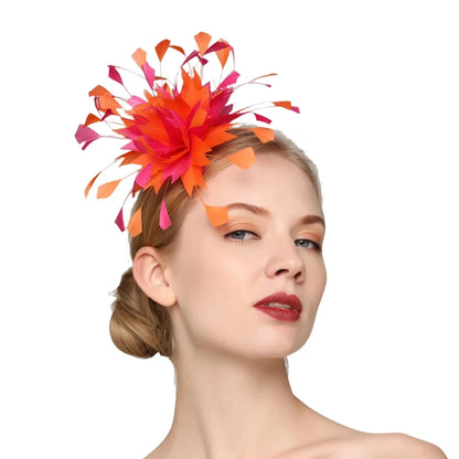 Orange Feather Fascinators Tea Party Kentucky Derby