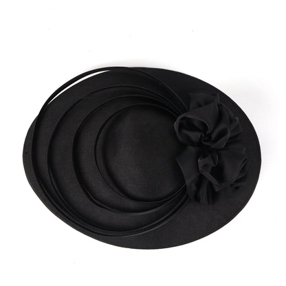 Black Large Flower Fascinator Sinamay Church Hat