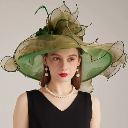 Flower Wide Brim Kentucky Derby Hats(56 cm - 58 cm)