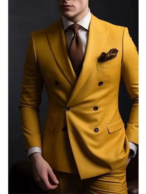 Men's Wedding Double Breasted Six-buttons Formal Business Suits