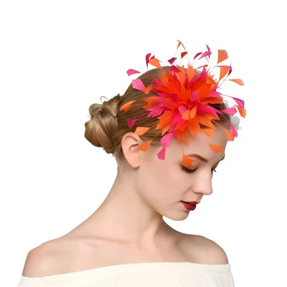 Orange Feather Fascinators Tea Party Kentucky Derby