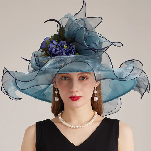 Flower Wide Brim Kentucky Derby Hats(56 cm - 58 cm)