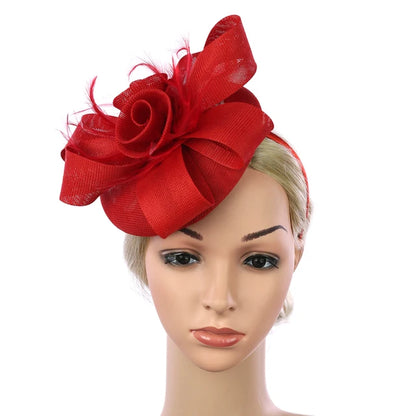 Feather Flower Hat Fascinator Headband with Clip