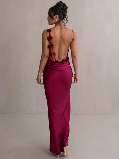 Draped Backless Maxi Long Dress