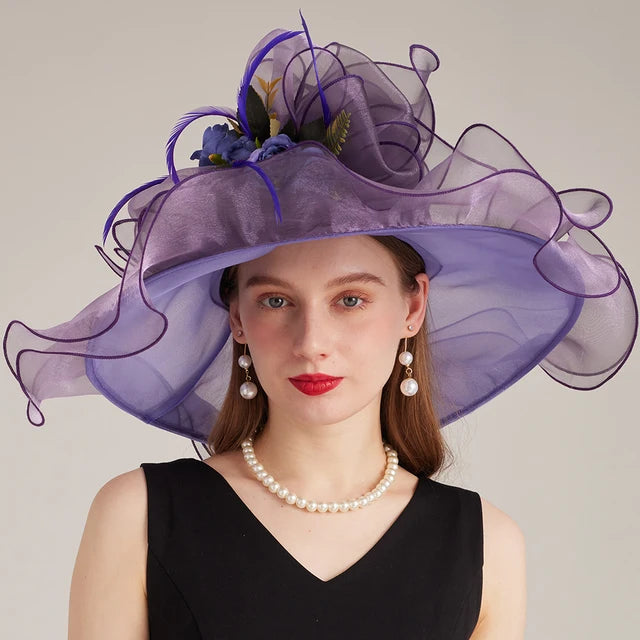 Flower Wide Brim Kentucky Derby Hats(56 cm - 58 cm)