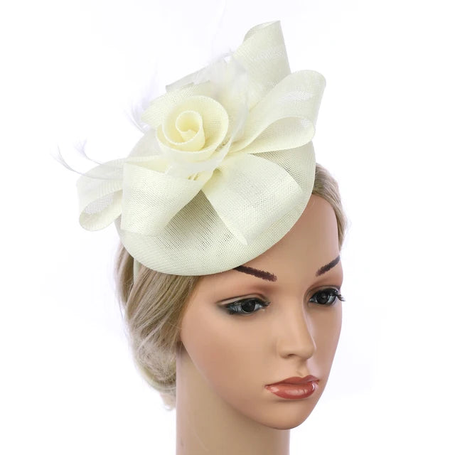 Feather Flower Hat Fascinator Headband with Clip