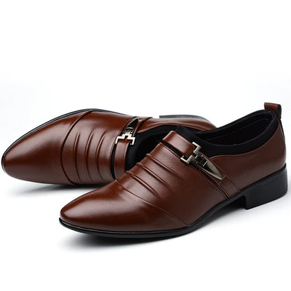 Classic Men Dress Shoes Slip on PU Leather