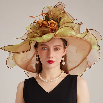 Flower Wide Brim Kentucky Derby Hats(56 cm - 58 cm)