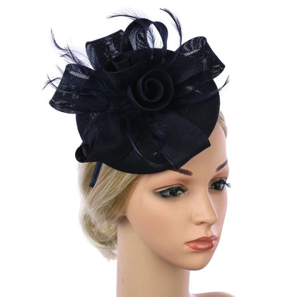 Feather Flower Hat Fascinator Headband with Clip