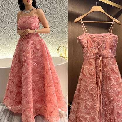 3D Roseleaf Fashion Evening Gowns Formal Occasion Prom Dresses