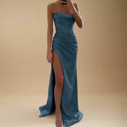 Casual Slit Floor-Length Prom Dress Chic Party Dress