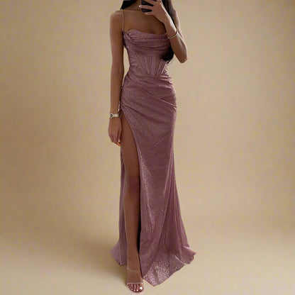 Casual Slit Floor-Length Prom Dress Chic Party Dress