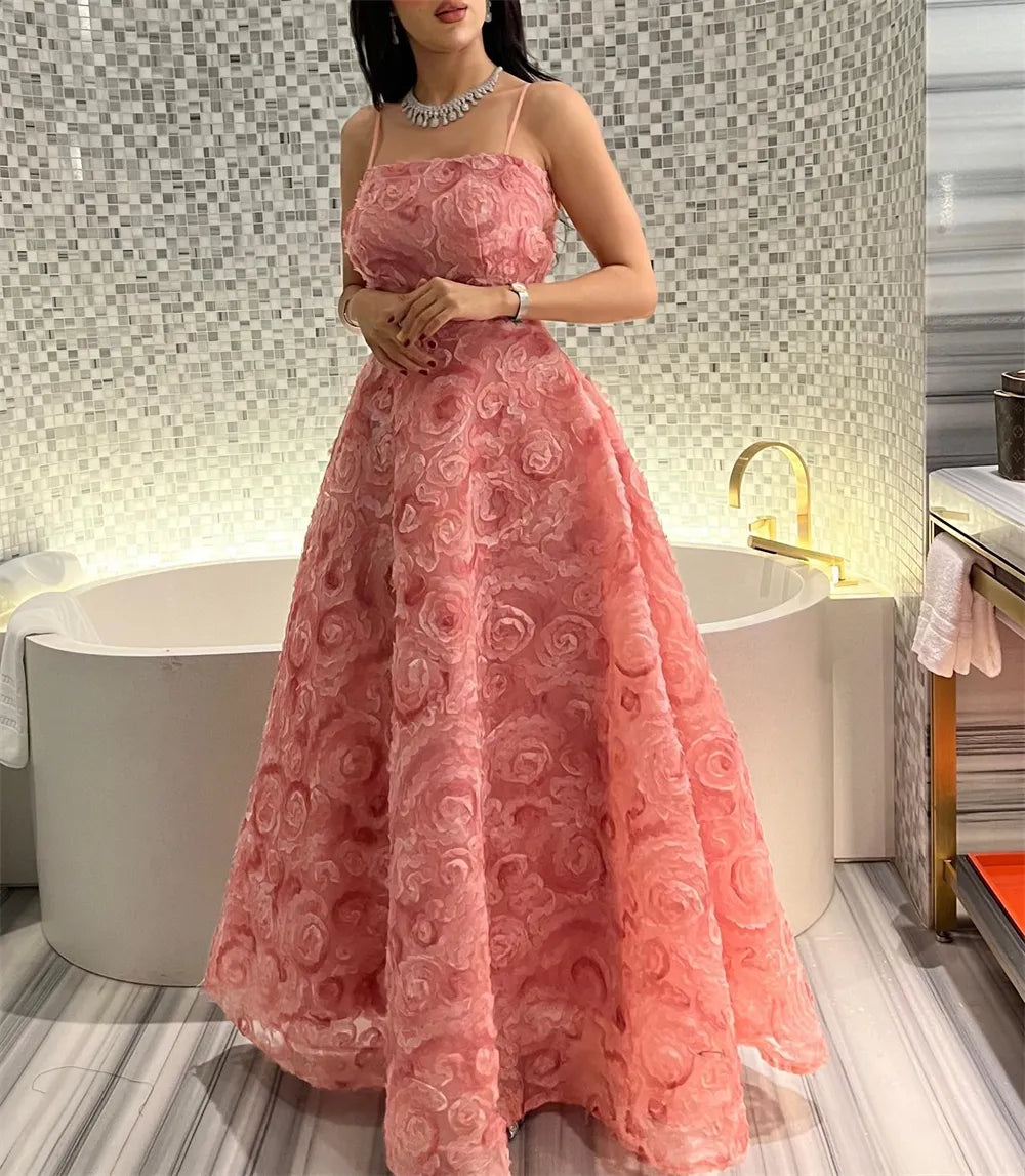3D Roseleaf Fashion Evening Gowns Formal Occasion Prom Dresses