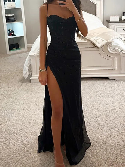 Casual Slit Floor-Length Prom Dress Chic Party Dress