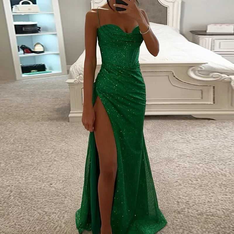 Casual Slit Floor-Length Prom Dress Chic Party Dress