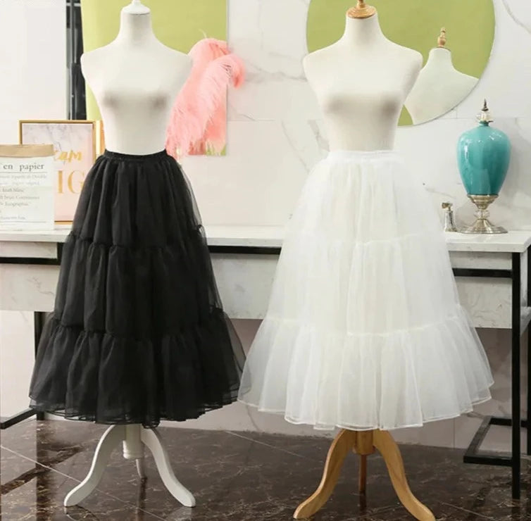 White Black Organza Petticoats 80cm long Crinoline Bridal Petticoats Underskirt For Wedding Dress